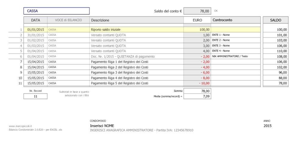 foglio excel condominio amministratore scaricare